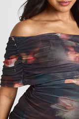 Maternity Printed Asymmetric Ruched Top