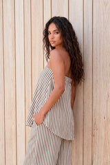 Bandeau Stripe Asymmetric Hem Top