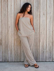 Bandeau Stripe Asymmetric Hem Top
