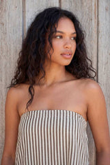 Bandeau Stripe Asymmetric Hem Top