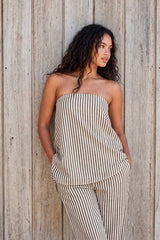 Bandeau Stripe Asymmetric Hem Top