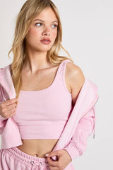 Petite Deep Hem Crop Top 3 Piece Hooded Tracksuit