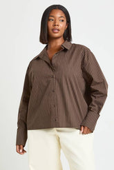 Plus Stripe Boxy Oversized Shirt
