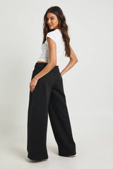 Deep Ribbed Waistband Wide Leg Jogger