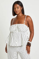 Plus Polka Dot Strappy Smock Top