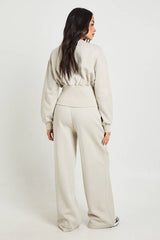 Cinched Waist Button Through Sweatshirt Tracksuit