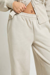 Cinched Waist Button Through Sweatshirt Tracksuit