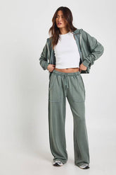 Washed Loopback Distressed Straight Leg Jogger