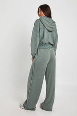 Washed Loopback Distressed Straight Leg Jogger