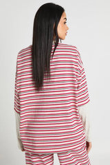 Stripe Double Layer Oversized T-Shirt