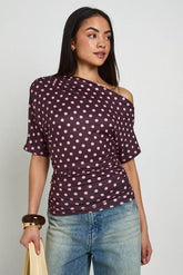 Polka Dot Off The Shoulder T-shirt