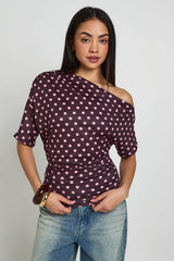 Polka Dot Off The Shoulder T-shirt