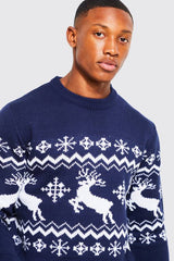 Reindeer Fair Isle Christmas Jumper