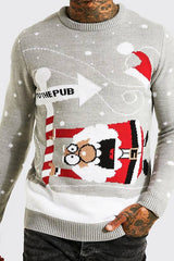 To The Pub Knitted Christmas Jumper