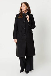 Collarless Button Through Coat