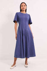 Principles Contrast Stitching Fit & Flare Midi Dress