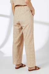 Sand Broderie Straight Leg Trouser Co ord