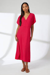 Magenta Wrap Jersey Dress