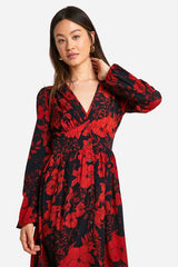 Tall Floral Print Button Through Plunge Maxi