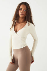 DSGN Studio Sculpt Wrap Front Padded Long Sleeve Top