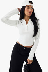DSGN Studio Button Detail Embroidered Long Sleeve Top