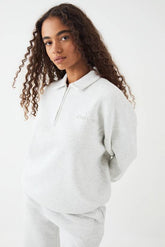 DSGN Studio Embossed Collared Half Zip Sweatshirt
