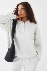 DSGN Studio Embossed Collared Half Zip Sweatshirt
