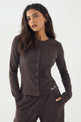 DSGN Studio Brushed Rib Button Through Long Sleeve Top