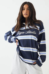 DSGN Studio Stripe Collared Rugby Top