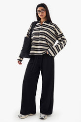 DSGN Studio Embroidered Rib Wide Leg Trouser
