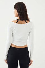 DSGN Studio Sculpt Rib Scoop Neck Long Sleeve Top