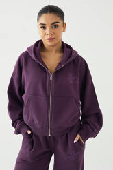 DSGN Studio Contrast Script Boxy Crop Zip Through Hoodie