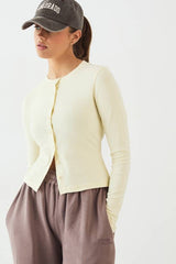 DSGN Studio Crew Neck Button Through Long Sleeve Top