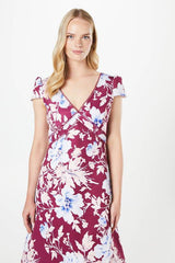 Floral Lace Trim Ottoman Midi Dress