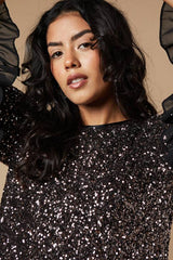 Petite Occasion Sequin Ruffle Swing Dress