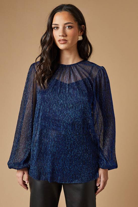 Occasion Plisse Balloon Sleeve Top