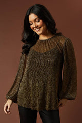 Occasion Plisse Balloon Sleeve Top