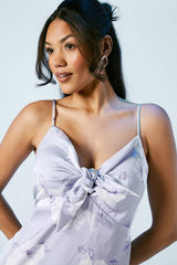 Lavender Posy Strappy Tie Detail Bridesmaid Dress