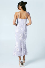 Lavender Posy Strappy Tie Detail Bridesmaid Dress