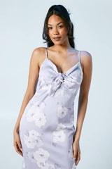 Lavender Posy Strappy Tie Detail Bridesmaid Dress