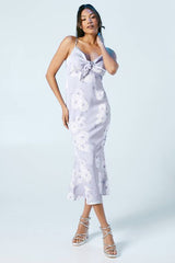 Lavender Posy Strappy Tie Detail Bridesmaid Dress