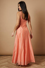 Plain Godet Seam Detail Maxi Dress