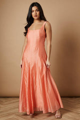 Plain Godet Seam Detail Maxi Dress