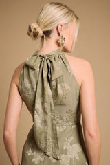 Plain Satin Burnout Halterneck Midi Dress