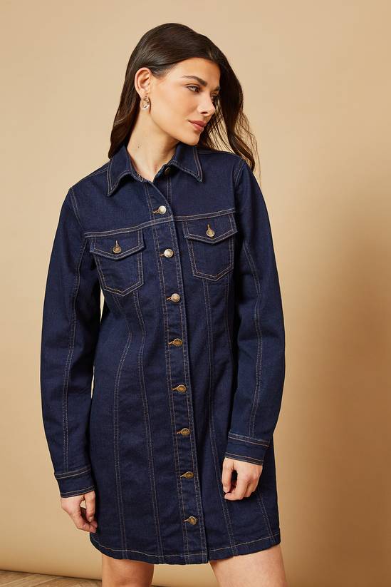 Long Sleeve Fitted Denim Mini Dress