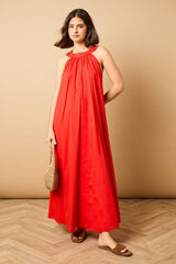 Halterneck Maxi Smock Dress