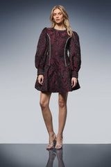 Embellished Trim Jacquard Mini Dress