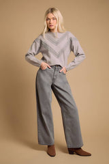 Lace Trim Crew Neck Jumper