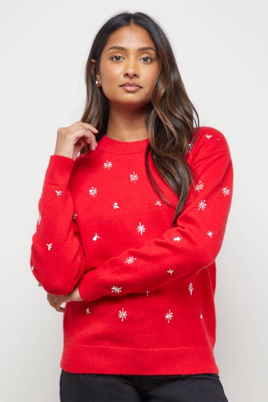 Embellished Crew Neck Jumper