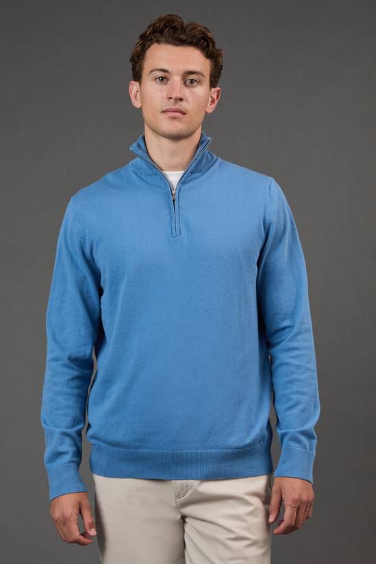 Cotton Rich Half Zip Jumper